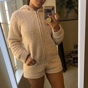 •Cozy Creme Teddy Bear Romper•